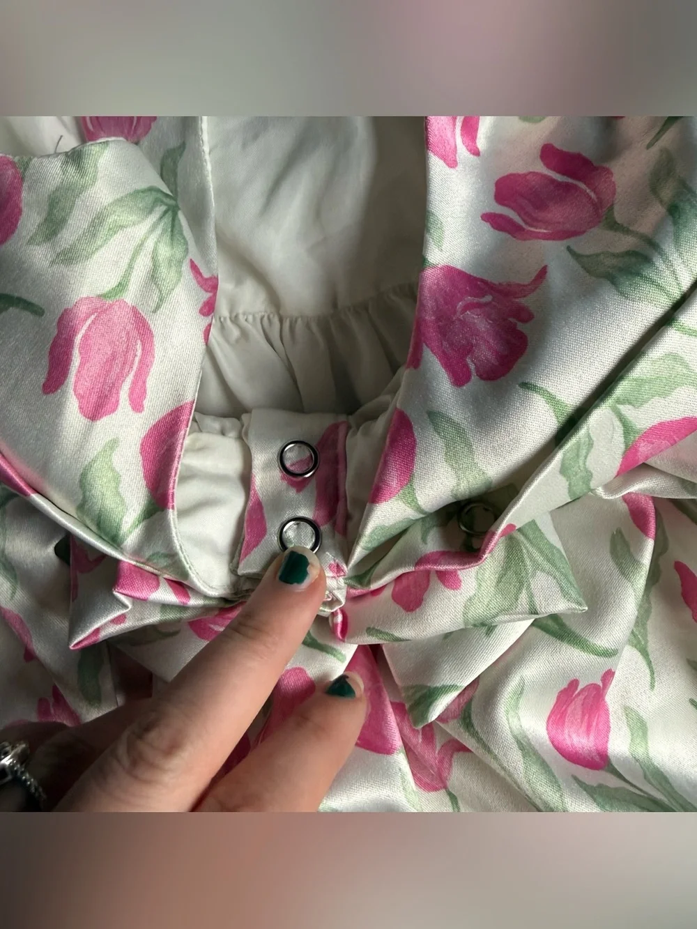 Rachel Zoe White Dress with Pink Tulip Print